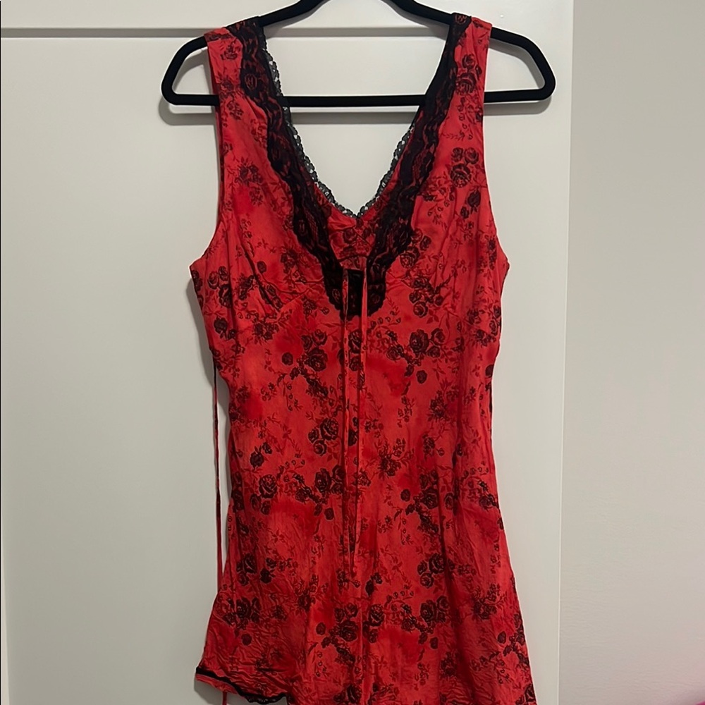 Urban Outfitters Red Floral Lace Trim Camisole